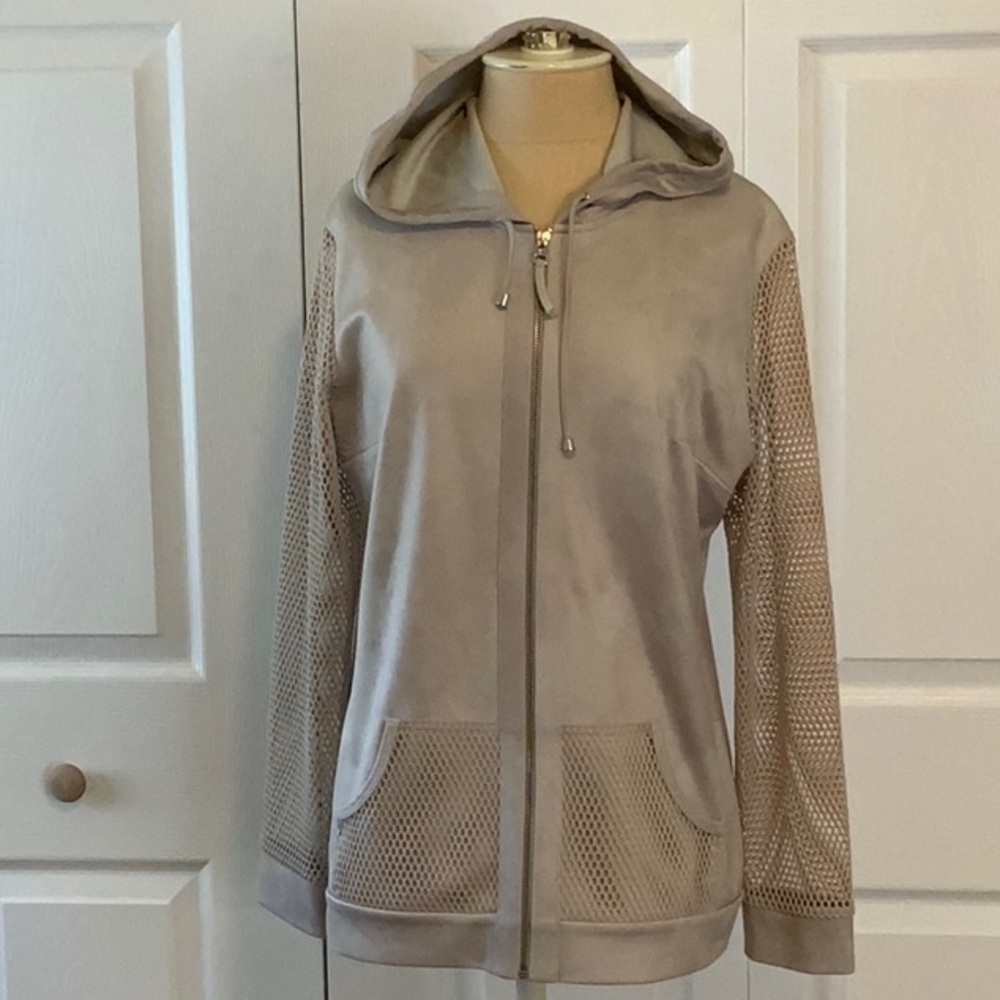 Angel- Beige Hoodie- M-Poly and Netting- Full Zipper- 2 Pocket- Never Worn